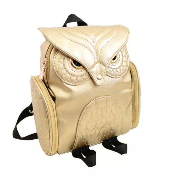 None Handbags - NWOT-Adorable, Gold Owl Backpack PU Leather